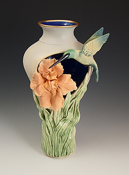 Click here to view Hummingbird Cutout Iris Vase by Bonnie Belt