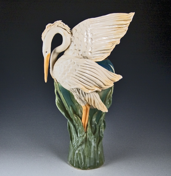 Click here to view Flame Wing Heron Vase by Bonnie Belt