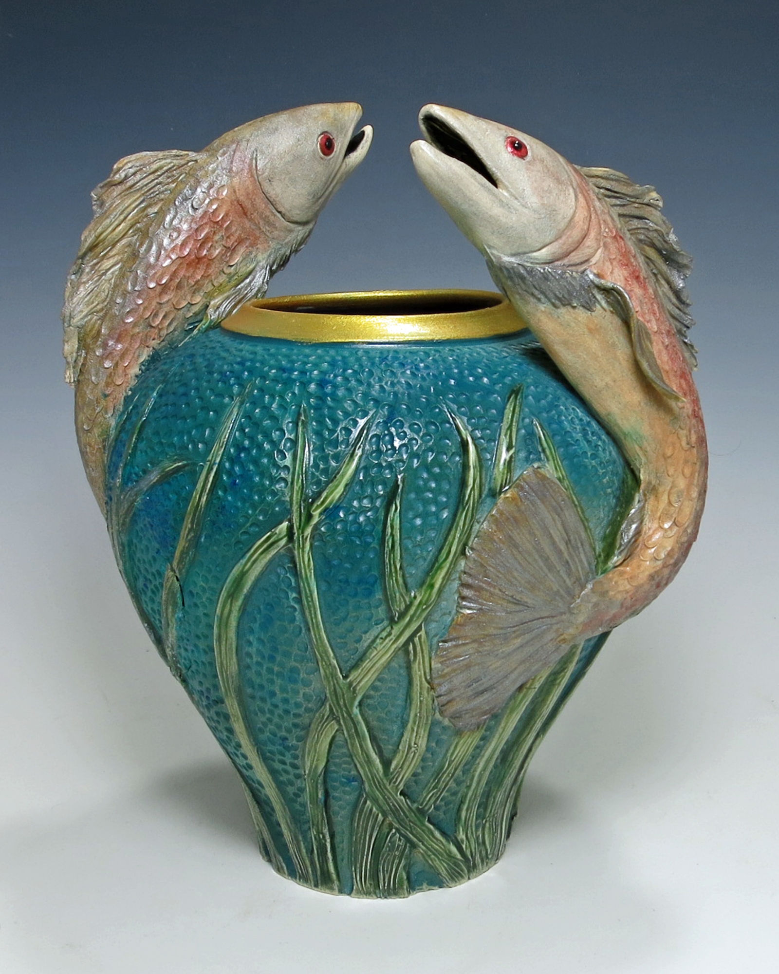 2 Trout Vase by Bonnie Belt